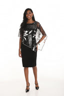 Frank Lyman Black/Multi Abstract Foil Print Dress with Chiffon Overlay Style 259302