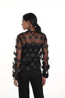 Frank Lyman Black 3d Dot And Mesh Top Style 259708