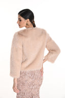 Frank Lyman Blush Faux Fur Jacket With Jewels Style 259730