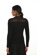 Frank Lyman Black Ribbed Rhinestone Top Style 259737