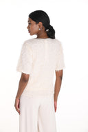 Frank Lyman Vanilla Short Sleeve Textured Top Style 259739