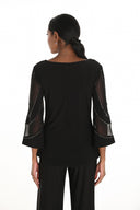 Frank Lyman Black 3/4 Flare-sleeve Top Style 259741