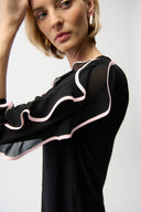Joseph Ribkoff Top with Chiffon Ruffled Sleeves Style 261009