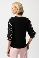 Joseph Ribkoff Top with Chiffon Ruffled Sleeves Style 261009
