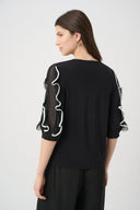 Joseph Ribkoff Top with Chiffon Ruffled Sleeves Style 261009