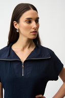 Joseph Ribkoff Seersucker Boxy Top With Memory Collar Style 261017