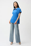 Joseph Ribkoff Seersucker Boxy Top With Memory Collar Style 261017