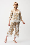 Joseph Ribkoff Satin Floral Print Pull-On Culotte Pants Style 261023
