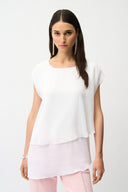 Joseph Ribkoff Satin & Chiffon Asymmetrical Tunic Style 261028