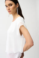 Joseph Ribkoff Satin & Chiffon Asymmetrical Tunic Style 261028