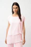 Joseph Ribkoff Satin & Chiffon Asymmetrical Tunic Style 261028