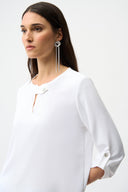 Joseph Ribkoff Boxy Top With Keyhole Neckline Style 261036
