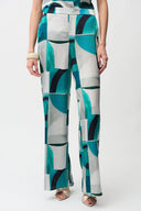 Joseph Ribkoff Satin Geometric Print Wide Leg Pull-On Pants Style 261042.