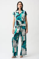 Joseph Ribkoff Satin Geometric Print Wide Leg Pull-On Pants Style 261042