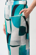 Joseph Ribkoff Satin Geometric Print Wide Leg Pull-On Pants Style 261042