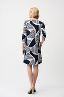Joseph Ribkoff Geometric Print Straight Dress With Keyhole Neckline Style 261046