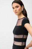 Joseph Ribkoff Fit and Flare Dress With Mesh Inserts Style 261050