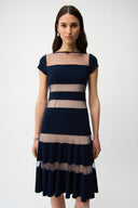 Joseph Ribkoff Fit and Flare Dress With Mesh Inserts Style 261050