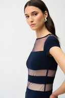Joseph Ribkoff Fit and Flare Dress With Mesh Inserts Style 261050