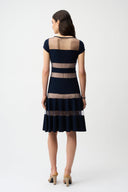 Joseph Ribkoff Fit and Flare Dress With Mesh Inserts Style 261050