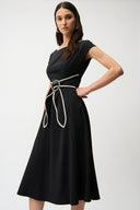 Joseph Ribkoff Fit and Flare Dolman Sleeve Dress With Sash Style 261051