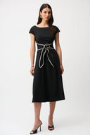 Joseph Ribkoff Fit and Flare Dolman Sleeve Dress With Sash Style 261051