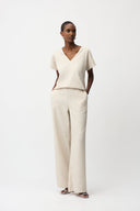 Joseph Ribkoff Geometric Textured Jacquard Top With V-neckline Style 261055