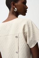 Joseph Ribkoff Geometric Textured Jacquard Top With V-neckline Style 261055