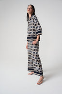 Joseph Ribkoff Geometric Print Boxy Top With Shirt Collar Style 261057