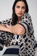 Joseph Ribkoff Geometric Print Boxy Top With Shirt Collar Style 261057
