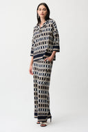 Joseph Ribkoff Geometric Print Wide Leg Pull-On Pants Style 261058