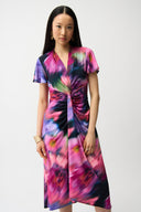 Joseph Ribkoff Floral Print High-Low Wrap Dress Style 261060