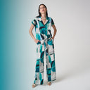Joseph Ribkoff  Geometric Print Boxy Top With Front Ties Style 261065