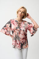 Joseph Ribkoff Satin Floral Print Straight Top Style 261068.