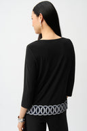 Joseph Ribkoff Fitted Top With Guipure Hem Detail Style 261069