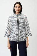 Joseph Ribkoff Jacquard Organza Stripe Bomber Jacket Style 261094.