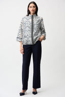 Joseph Ribkoff Jacquard Organza Stripe Bomber Jacket Style 261094