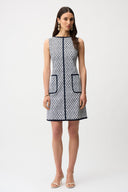 Joseph Ribkoff Geometric Print A-Line Dress With Contrast Trim Style 261096