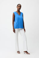 Joseph Ribkoff Sleeveless Straight Top With Sheer Trim Style 261108