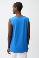 Joseph Ribkoff Sleeveless Straight Top With Sheer Trim Style 261108