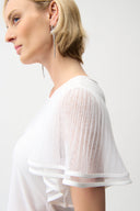 Joseph Ribkoff Straight Top With Mesh Bell Sleeves Style 261115