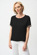 Joseph Ribkoff Satin Top With Rhinestones Detail Style 261116