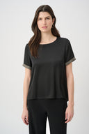 Joseph Ribkoff Satin Top With Rhinestones Detail Style 261116