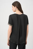 Joseph Ribkoff Satin Top With Rhinestones Detail Style 261116