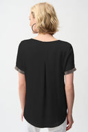 Joseph Ribkoff Satin Top With Rhinestones Detail Style 261116