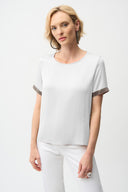 Joseph Ribkoff Satin Top With Rhinestones Detail Style 261116