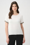 Joseph Ribkoff Satin Top With Rhinestones Detail Style 261116
