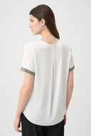 Joseph Ribkoff Satin Top With Rhinestones Detail Style 261116