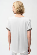 Joseph Ribkoff Satin Top With Rhinestones Detail Style 261116