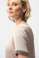 Joseph Ribkoff Satin Top With Rhinestones Detail Style 261116